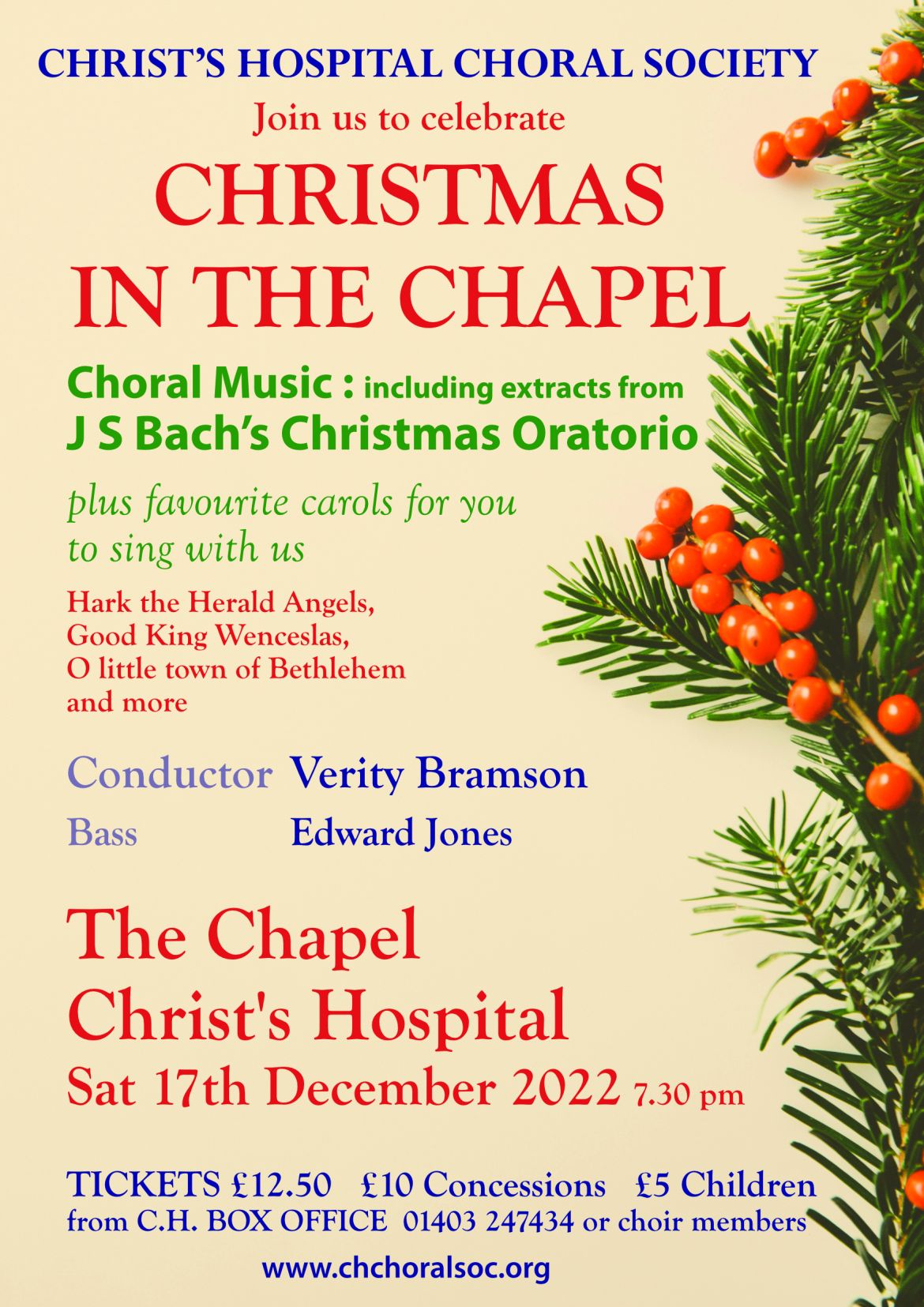 'Christmas in the Chapel 2022' concert poster  